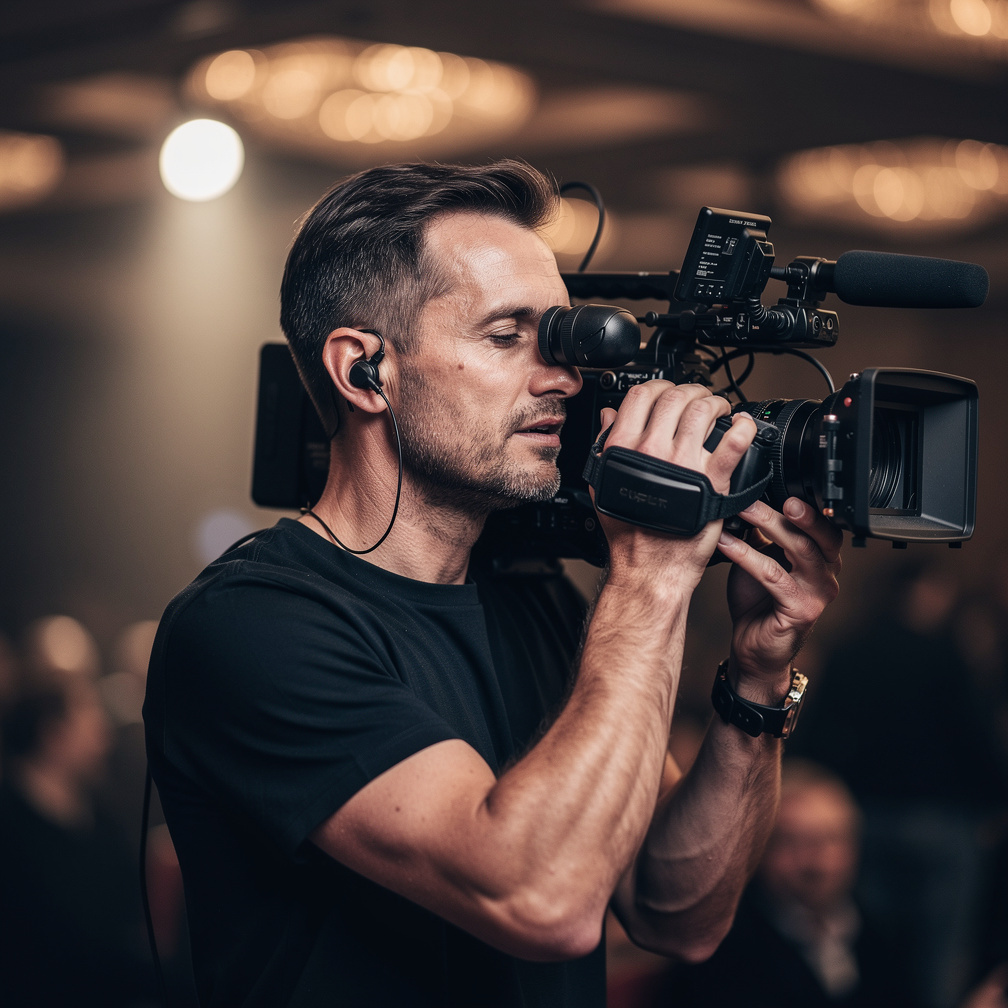 Camera operator filming a live event