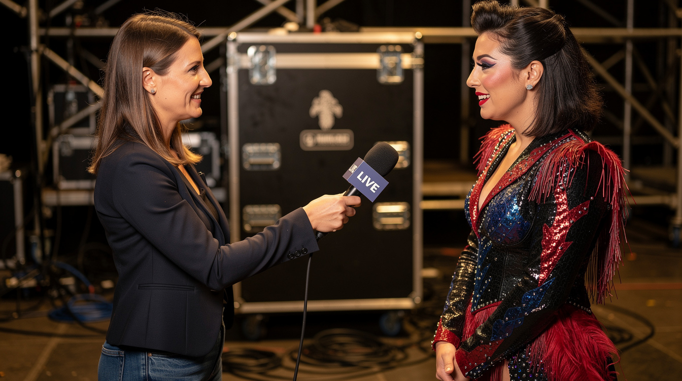 Backstage interview with an artist and a journalist
