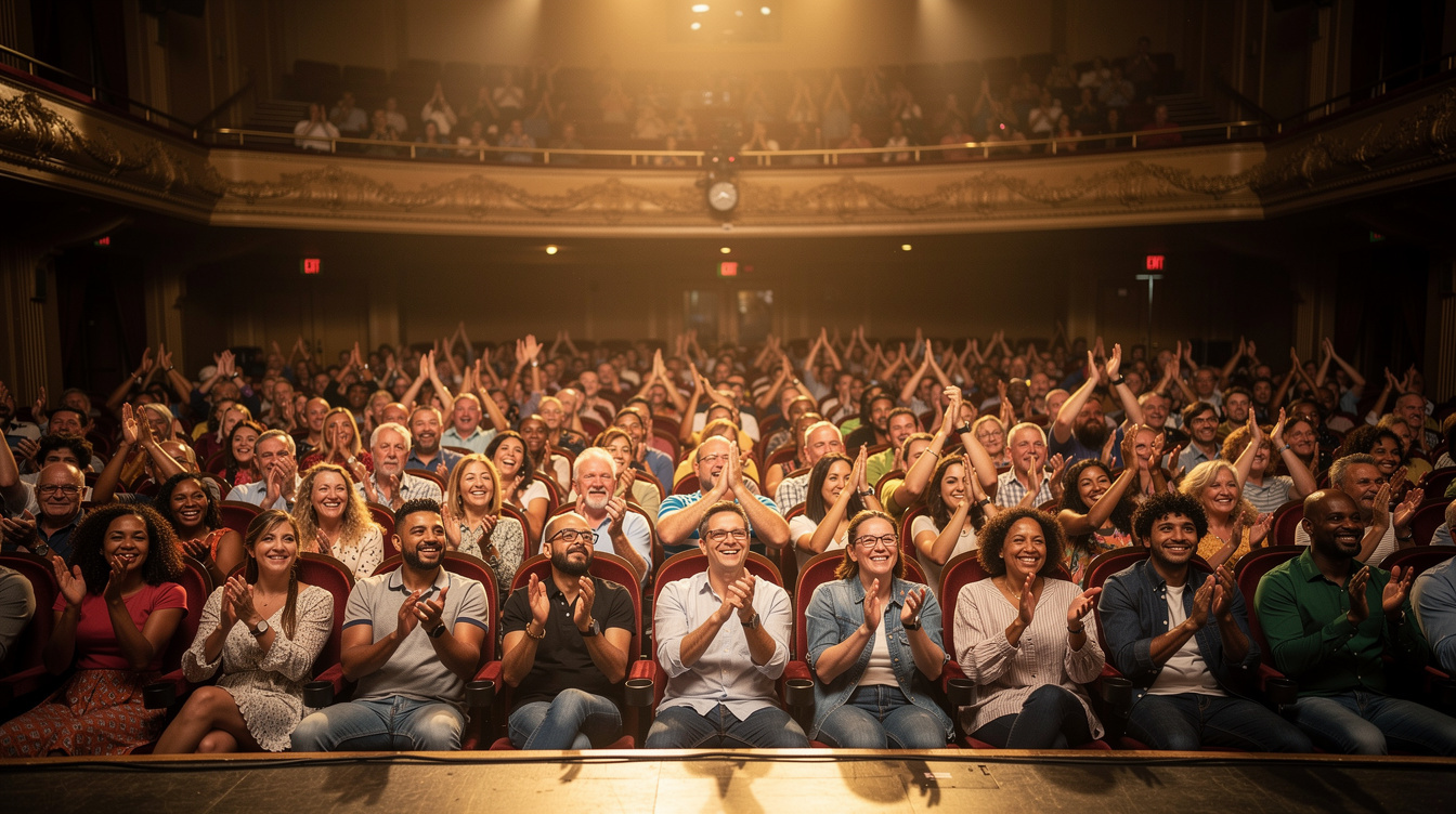 Crowd applauding at a cultural event