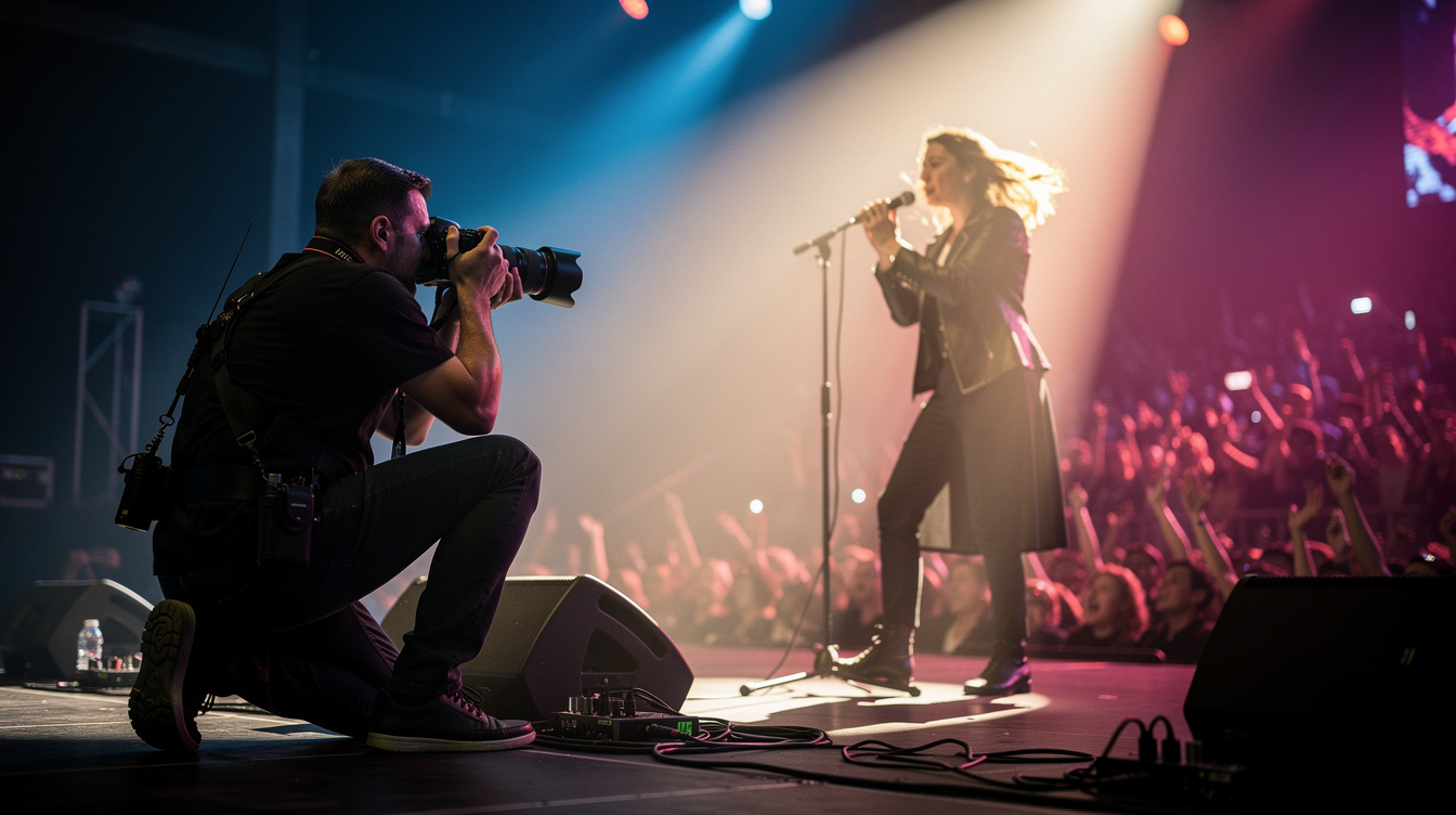 Photographer capturing a live concert performance